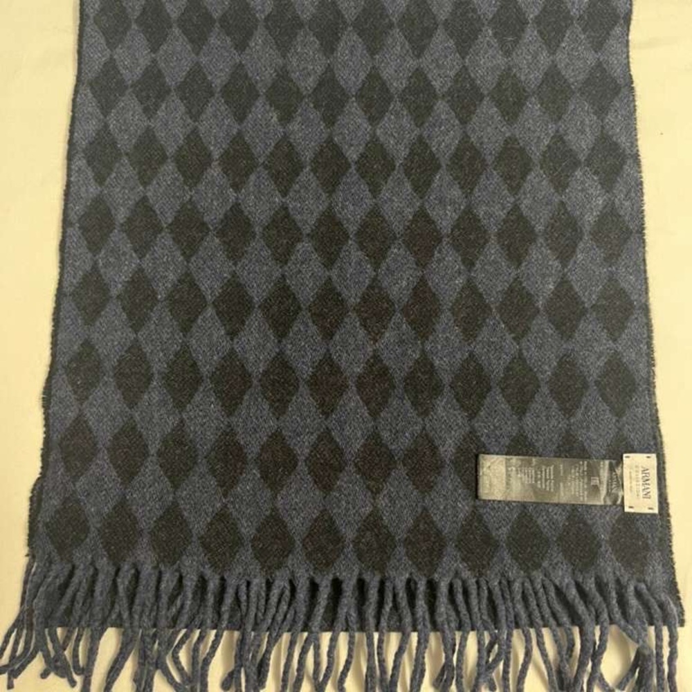 Armani Collezioni Dark Blue and Gray Diamond Scarf